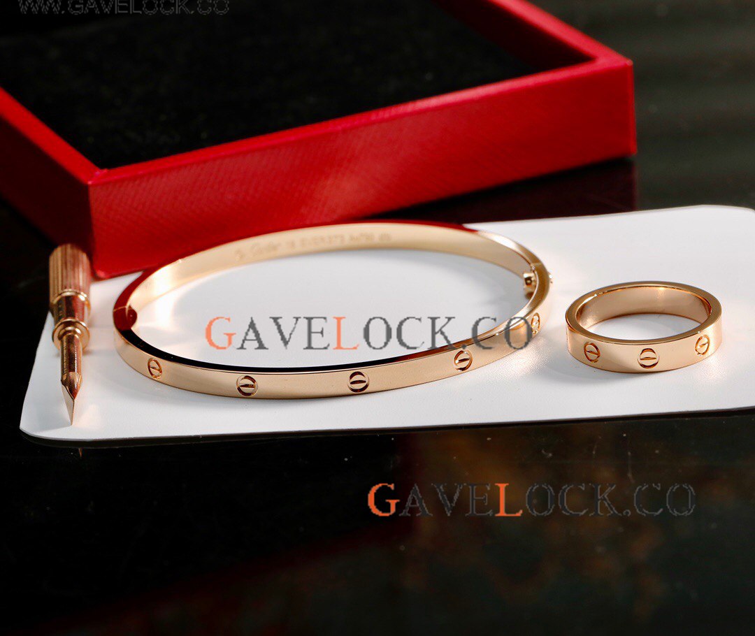 Gift set - Best Replica Cartier Love Rose Gold Thin Bangle and Ring